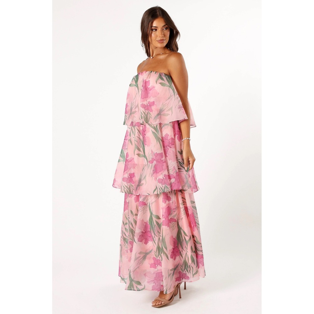 Petal & Pup Pink Floral Maxi Dress with Green Leaf Print